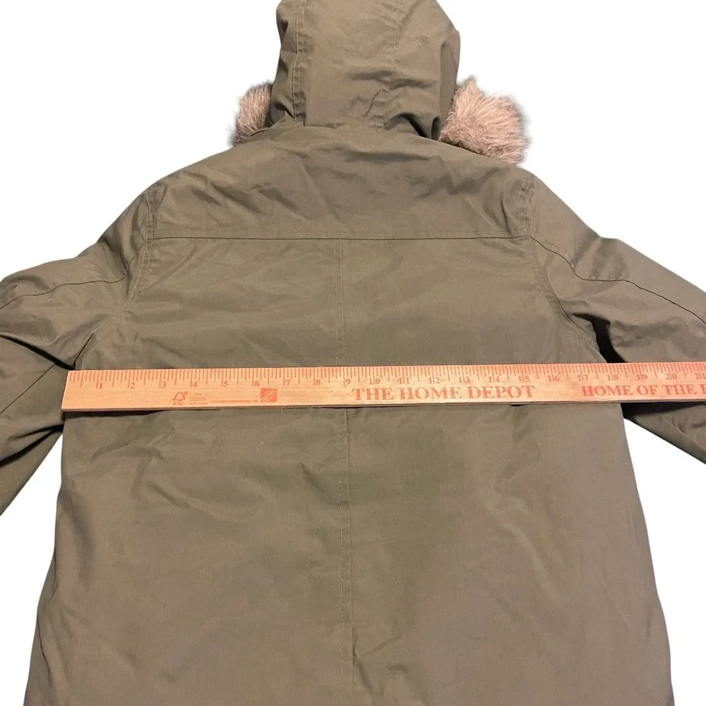 Eddie Bauer Kids Green Faux Fur Hood Down Insulated Parka‎ Jacket Size S 7/8